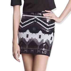 🆕Express Tribal Pattern Sequins Mini Skirt